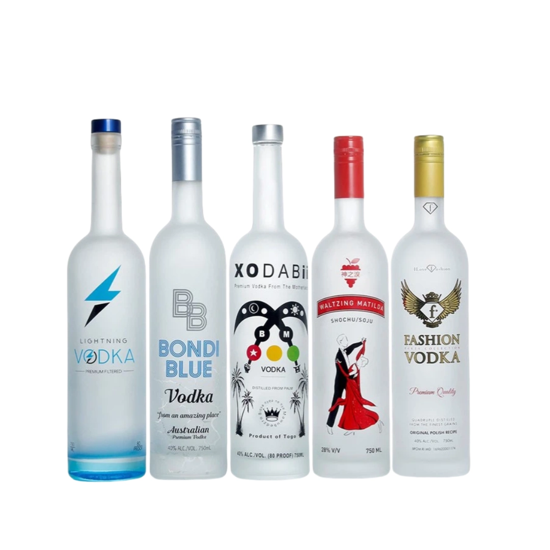 750ml 보드카 유리병 (프로스티드 유리병, 로고 포함)